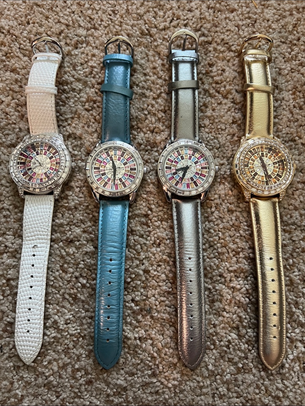 Adrienne Women's Crystal Mosaic Watches - White, Teal, Silver, Gold